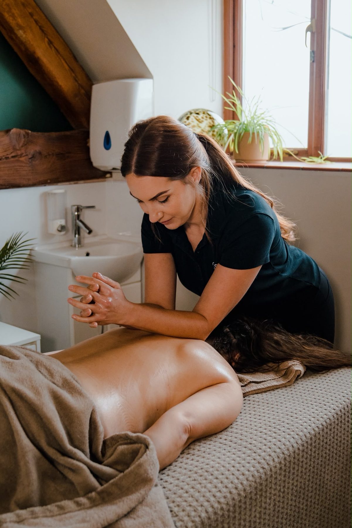 Back massage by the window